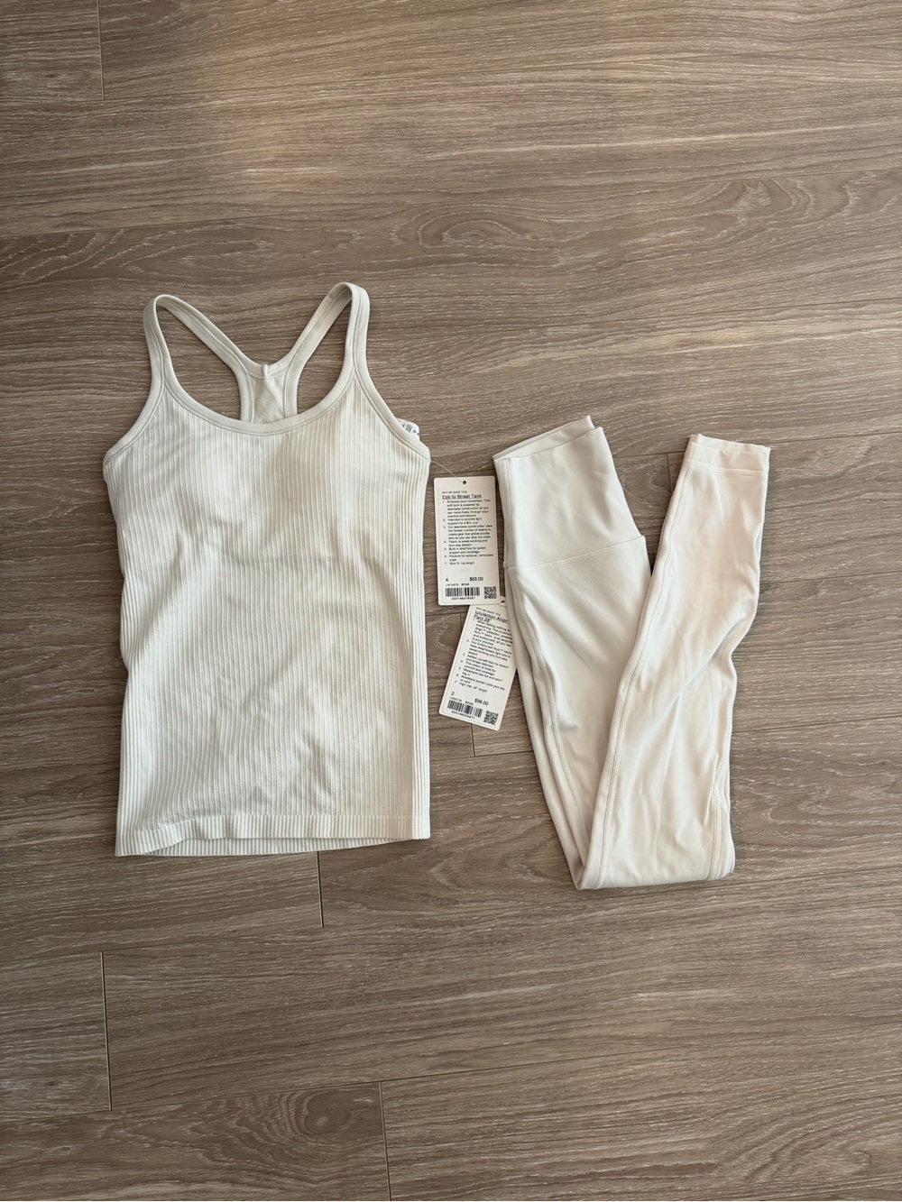 NWT. Lululemon Ebb to Street Ribbed Racerback Tank & Align Legging Set - Bone